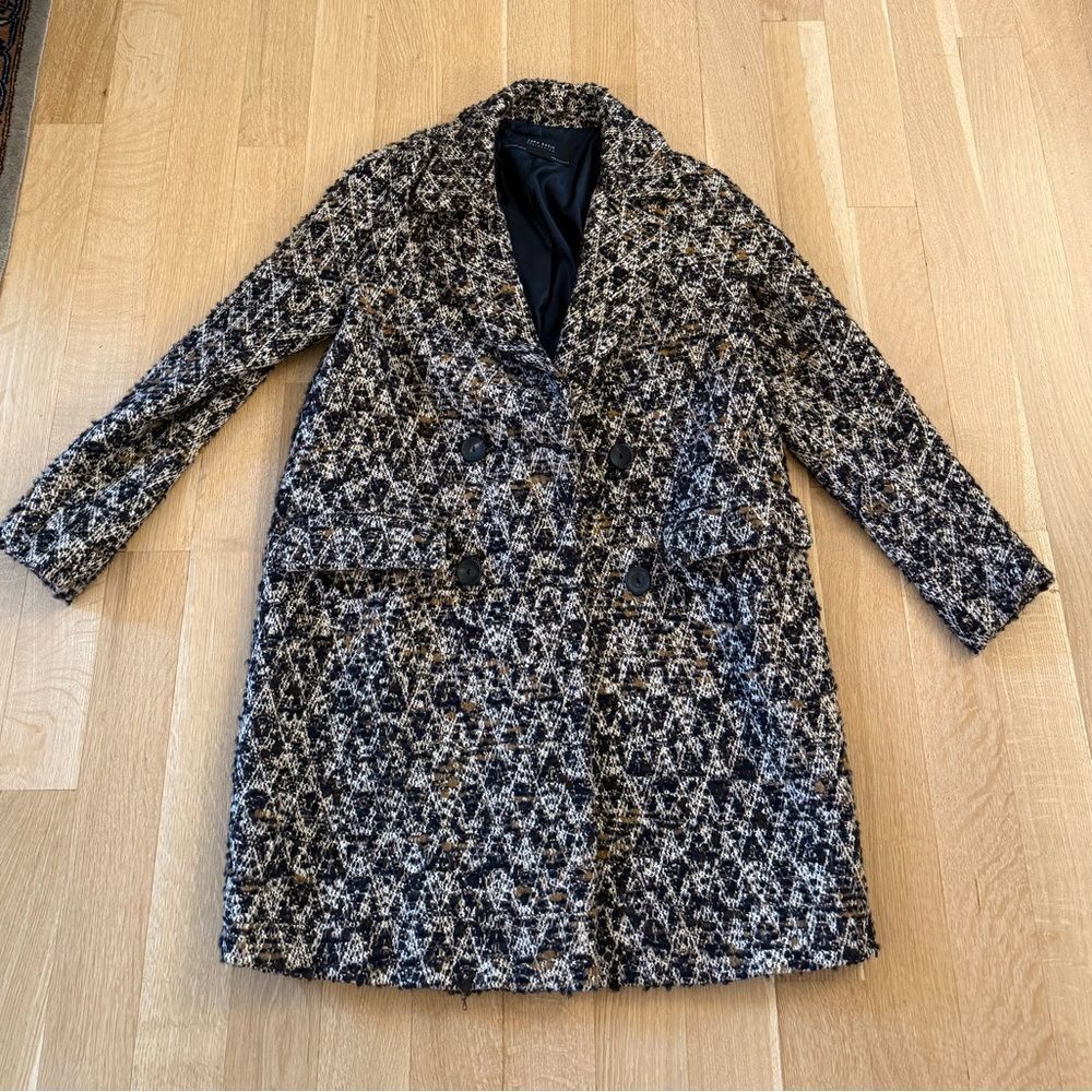 Zara Black and Brown Textured Coat